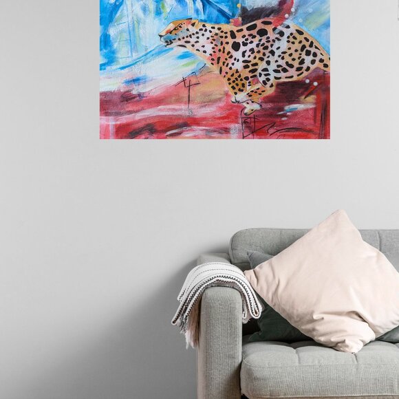 Cheetah Painting Abstract Realism Artwork  Original Animal Wall Art - Picture 4 of 4